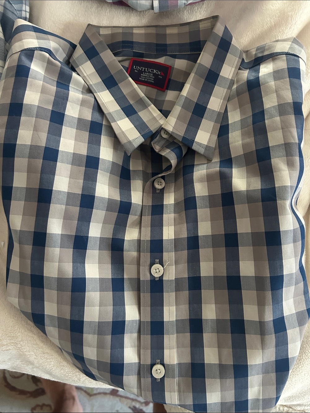 UNTUCKit Blue and Gray Check Cotton Button-Down Shirt